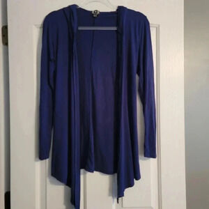 B+B hooded risk blue cardigan